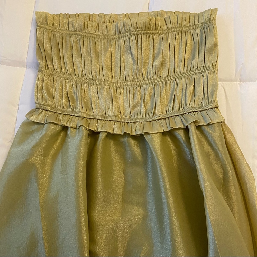 Klesis Gold Pleated Strapless Dress - Picture 2 of 6